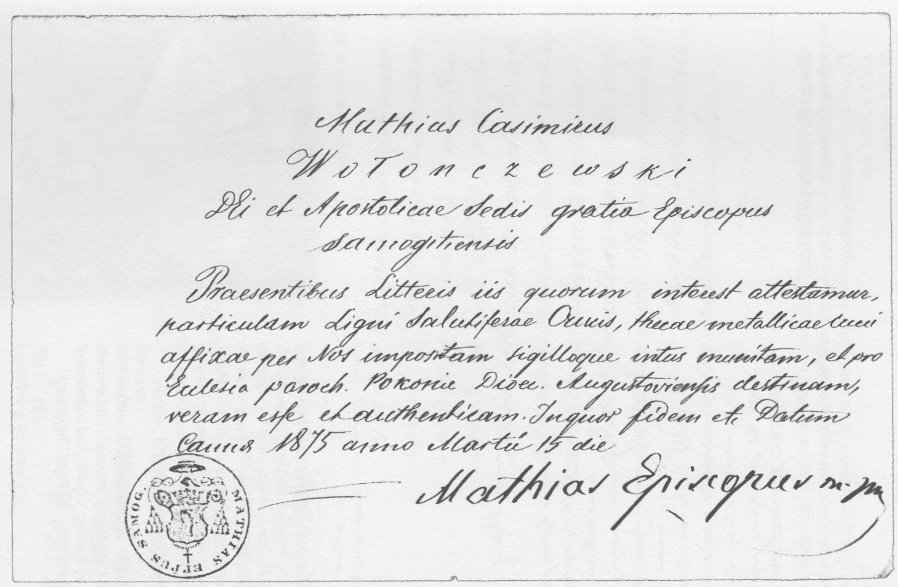 M.Valančiaus lotyniškas raštas